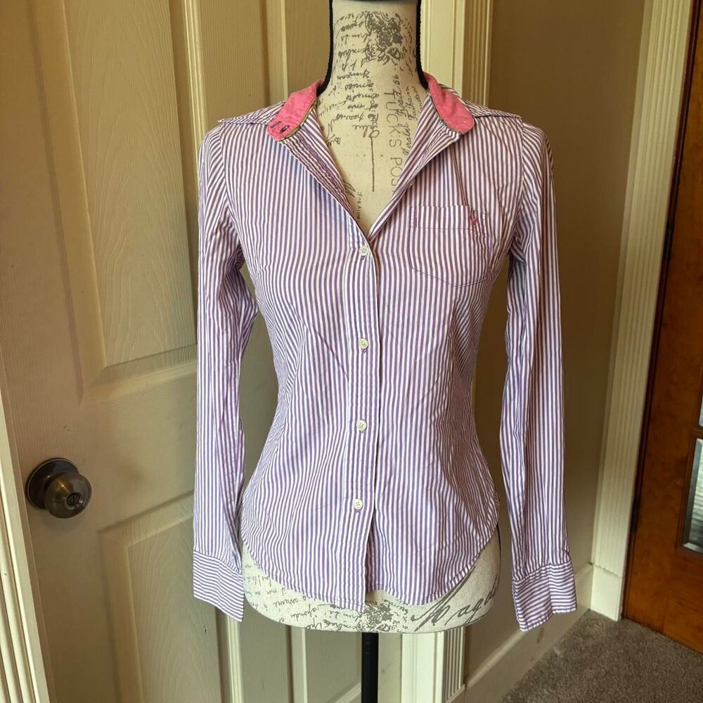 American-eagle Women's Purple and White Blouse